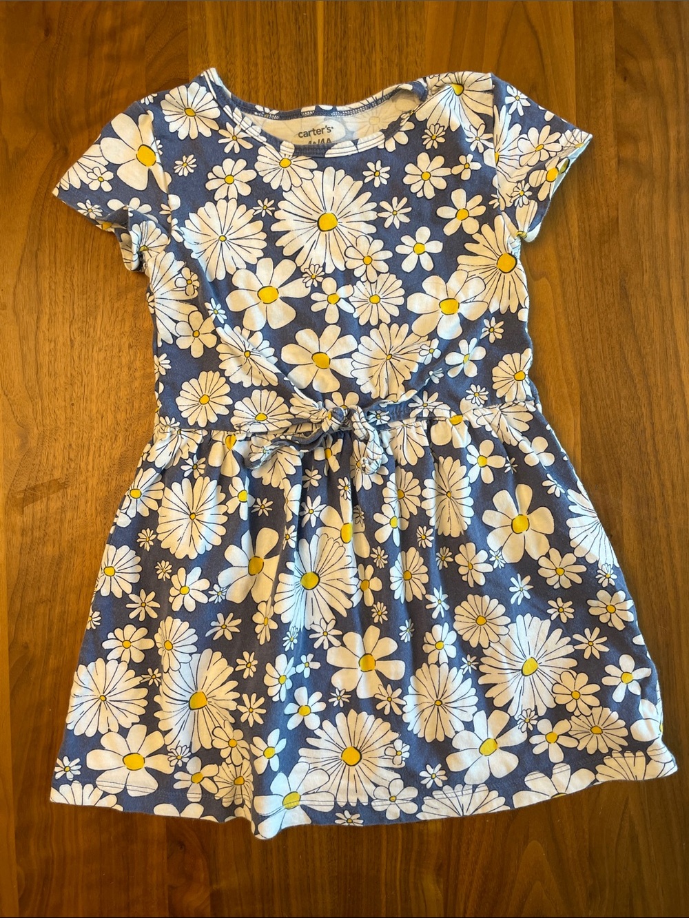 Carter's Blue Daisy Tie-Front Girls' Dress with Yellow Centers